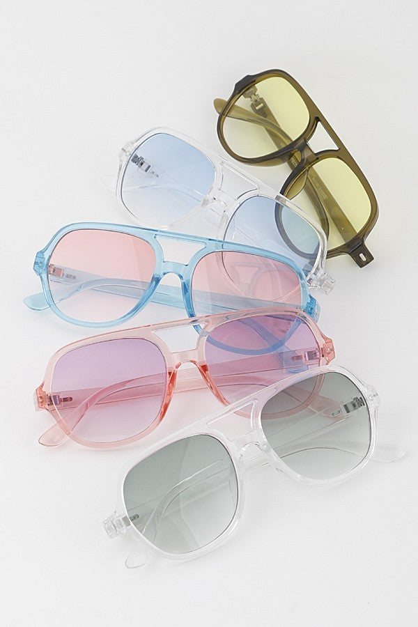 Vibrant Gradient Sunglasses Small Thin Metal Frame Temples Vibrant Colored Gradient Lens  main image 2