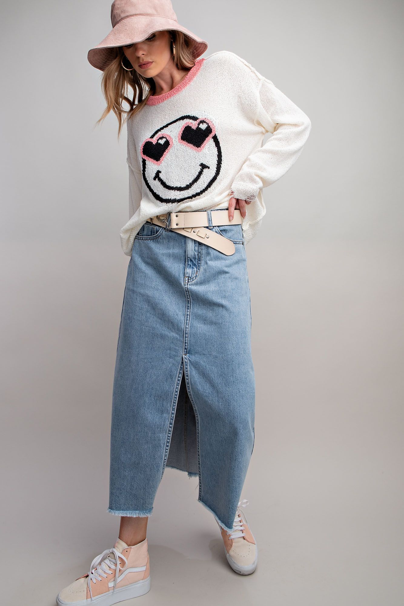 Front Slit Denim Skirt – Whimsical Willow Boutique & Spa