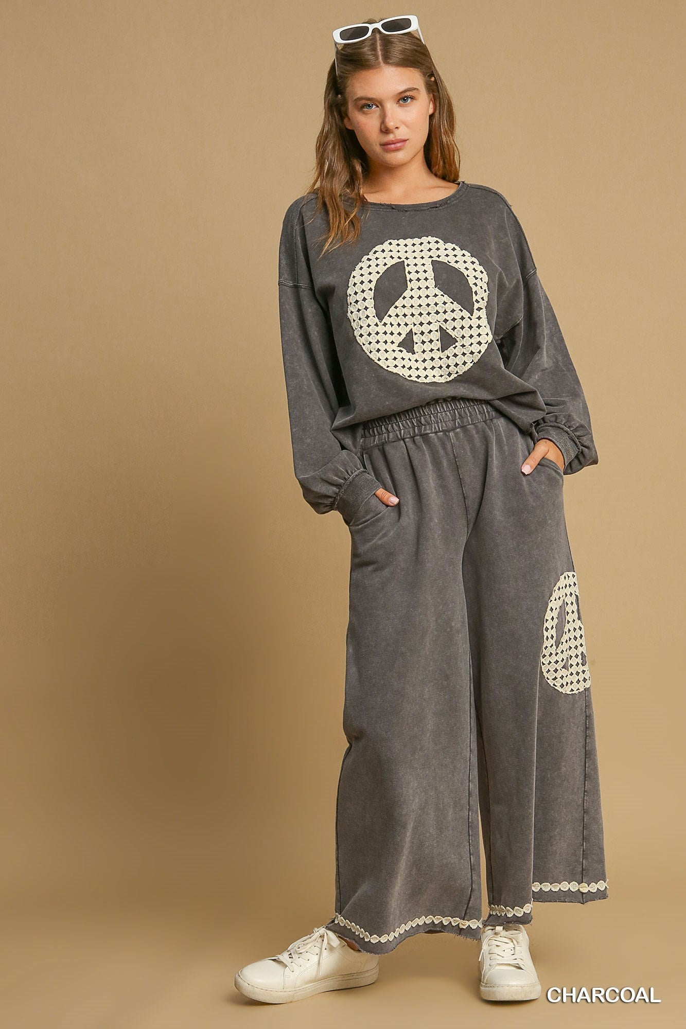 Mineral Wash Peace Applique Pant