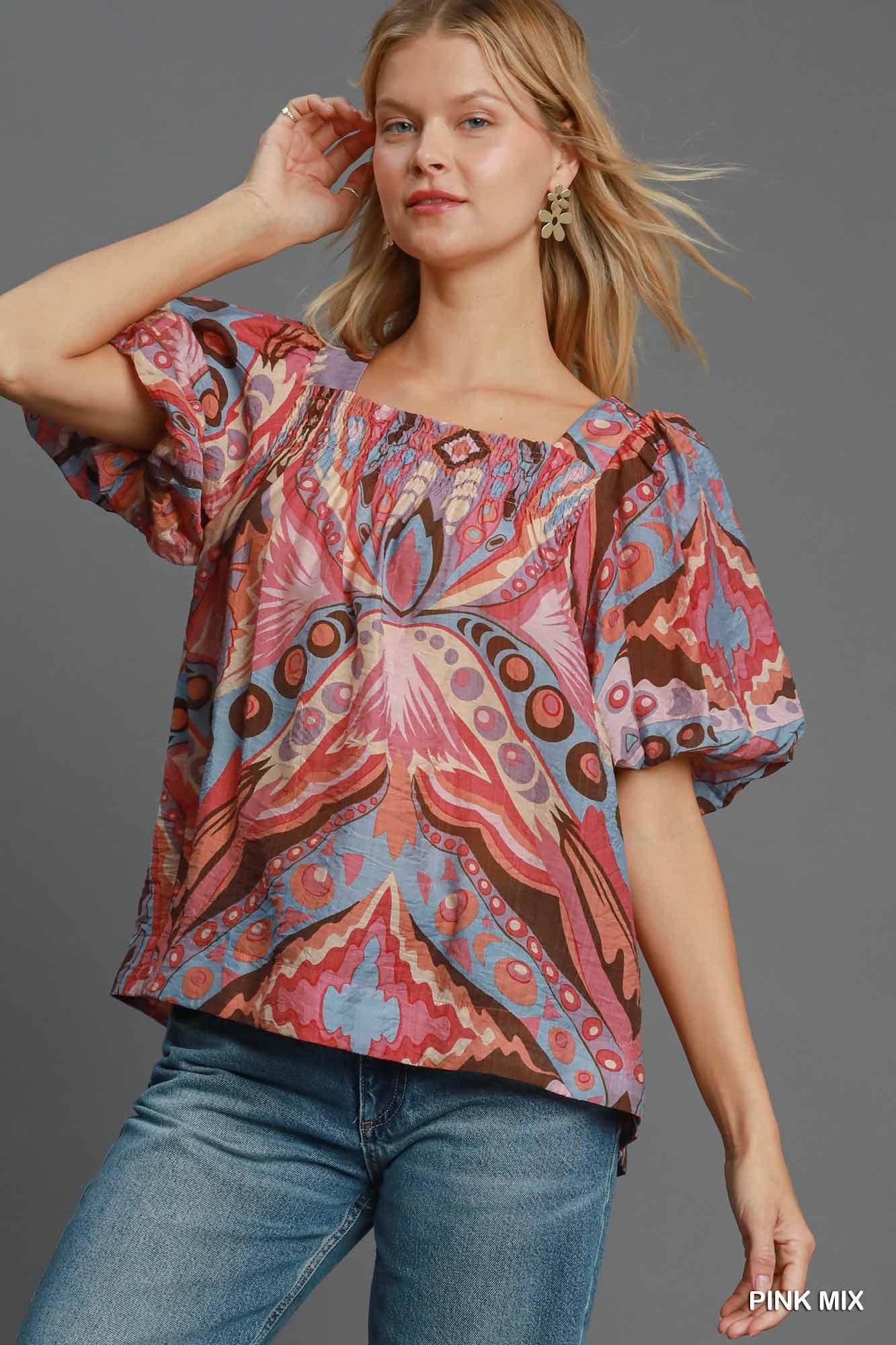 ELKE ABSTRACT PRINT BLOUSE