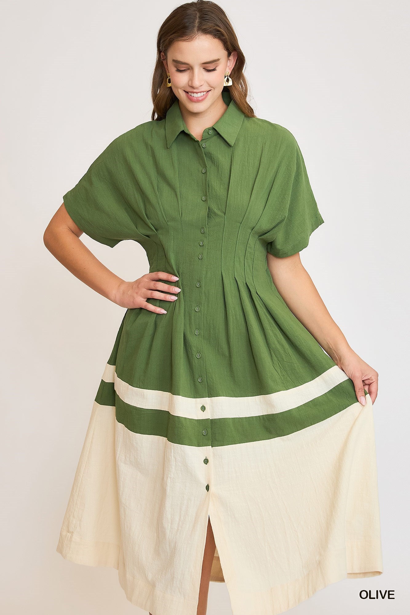 Pleated Colorblock Midi Dress – Whimsical Willow Boutique & Spa