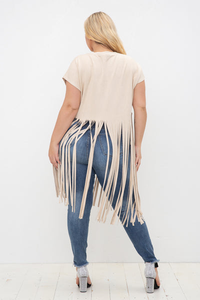 Suede Cropped Fringe Top