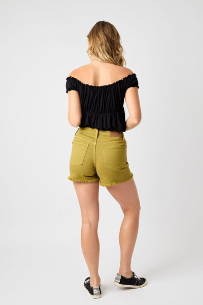 Mid Rise Garment Dyed Short