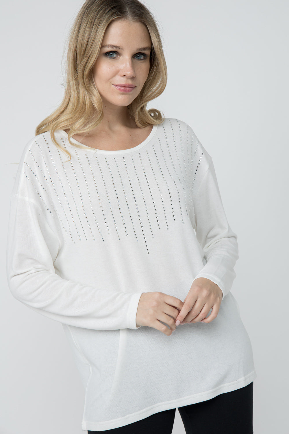 Long Sleeve Knitted Top with Stones