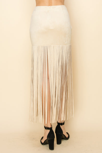 Stud Detail Fringe Maxi Skirt