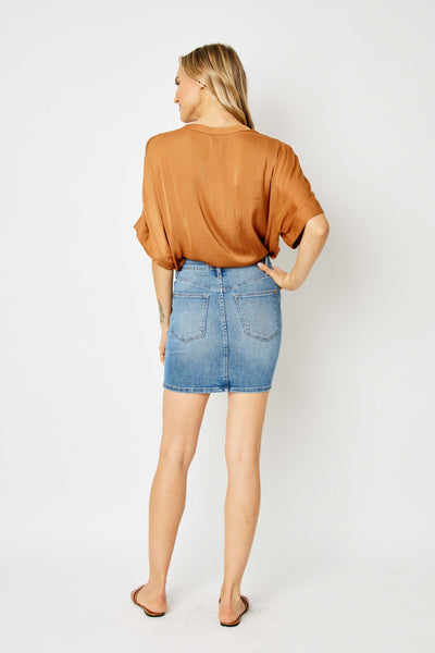 High Rise Denim Mini Skirt