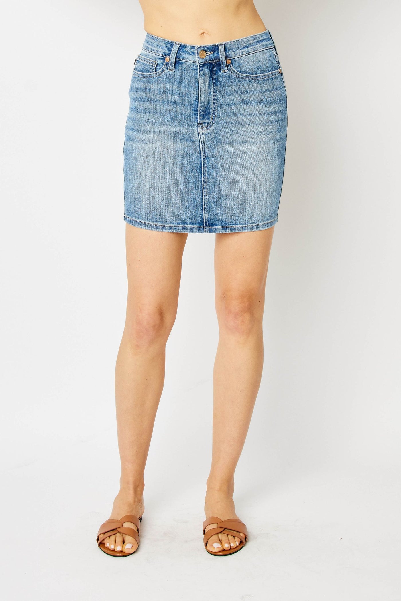 High Rise Denim Mini Skirt