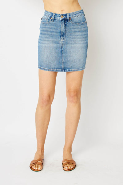 High Rise Denim Mini Skirt