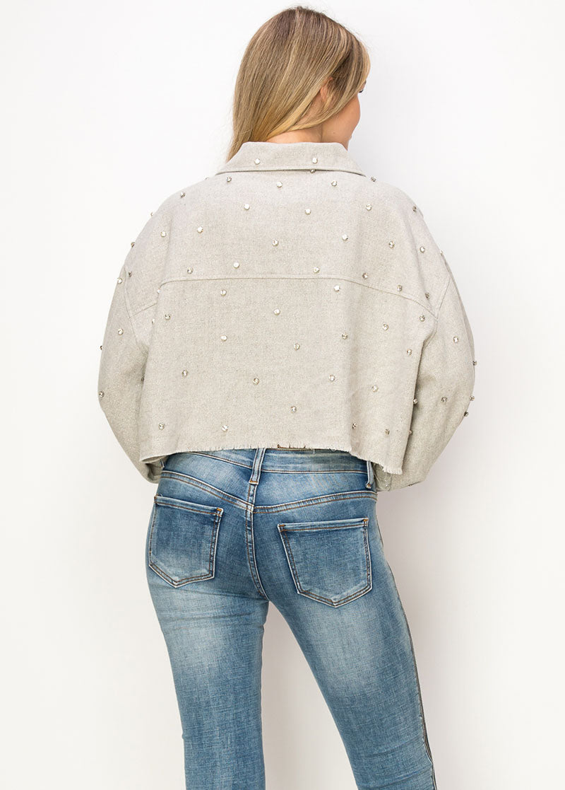 Rhinestone Embellishment Crop Jacket