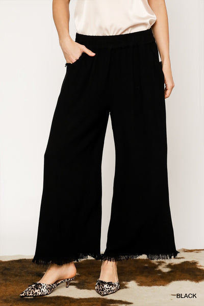 Frayed Hem Wide Leg Pant