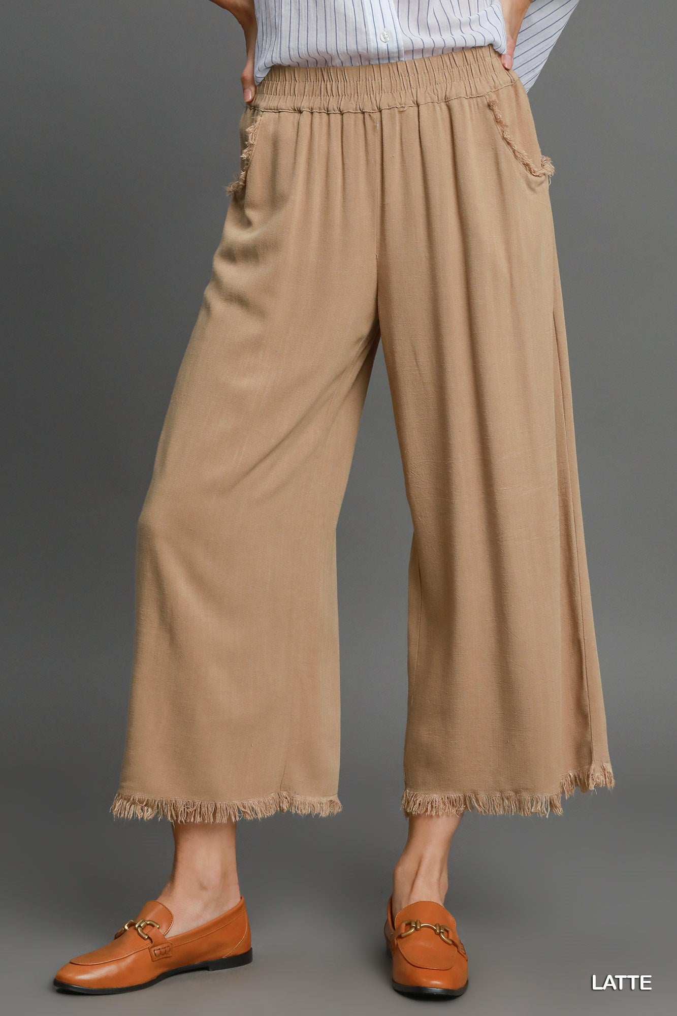 Frayed Hem Wide Leg Pant