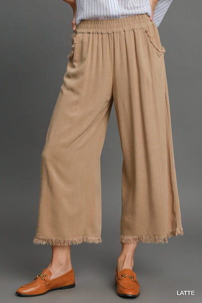 Frayed Hem Wide Leg Pant