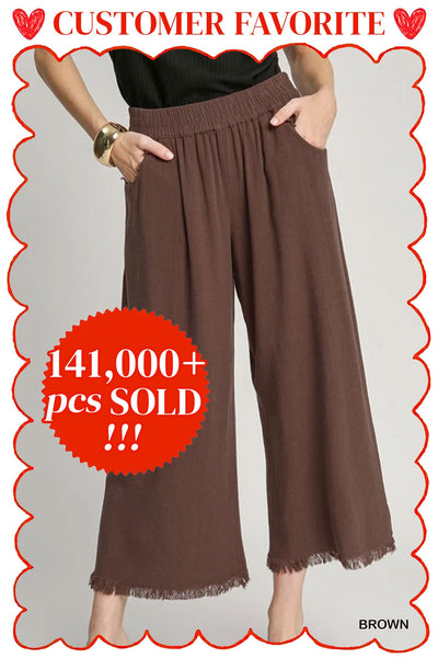 Frayed Hem Wide Leg Pant