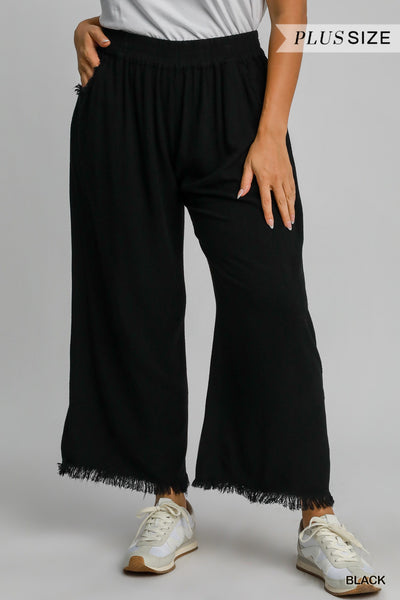 Frayed Hem Wide Leg Pant
