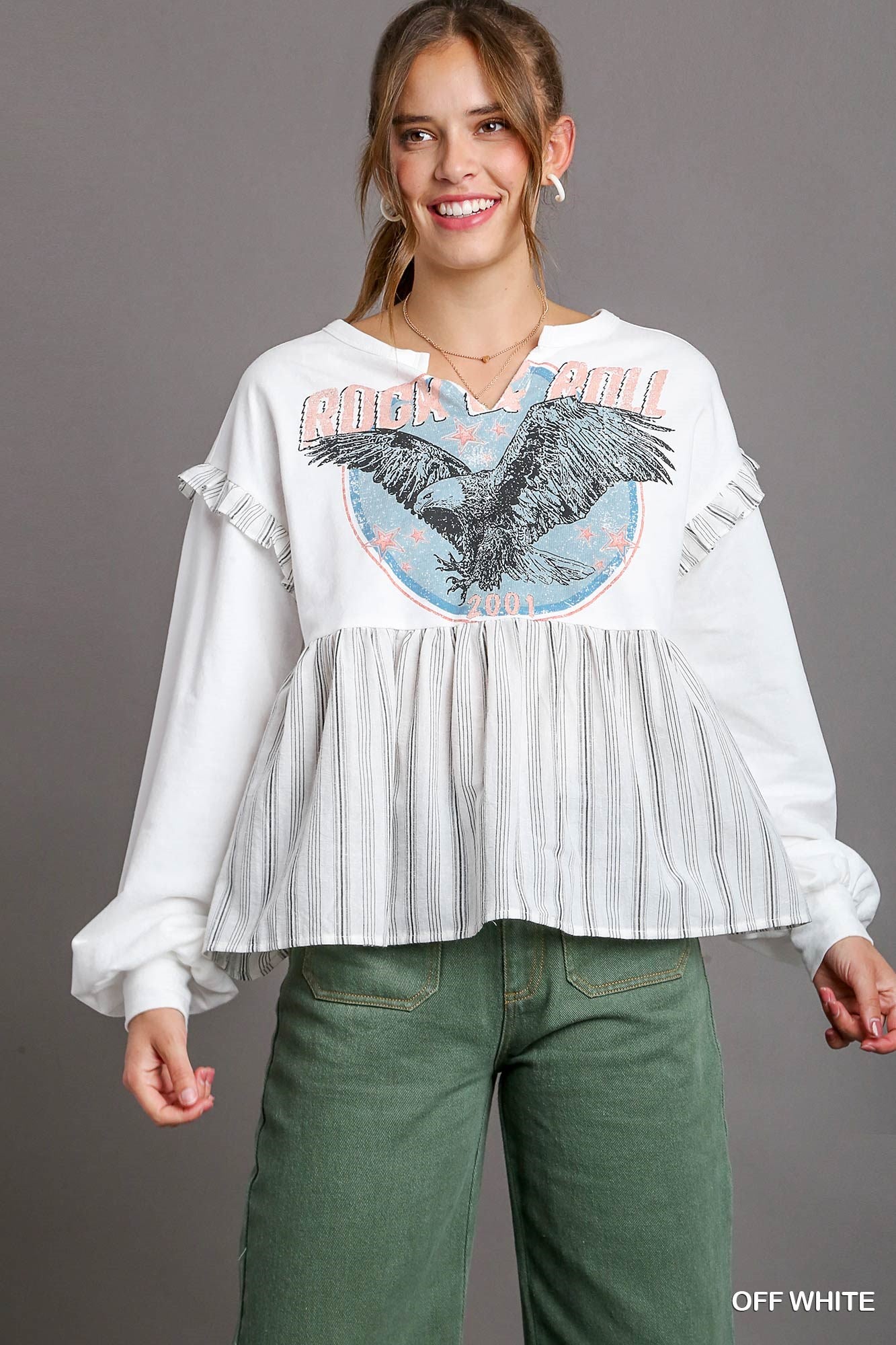 Graphic Tee Babydoll Blouse