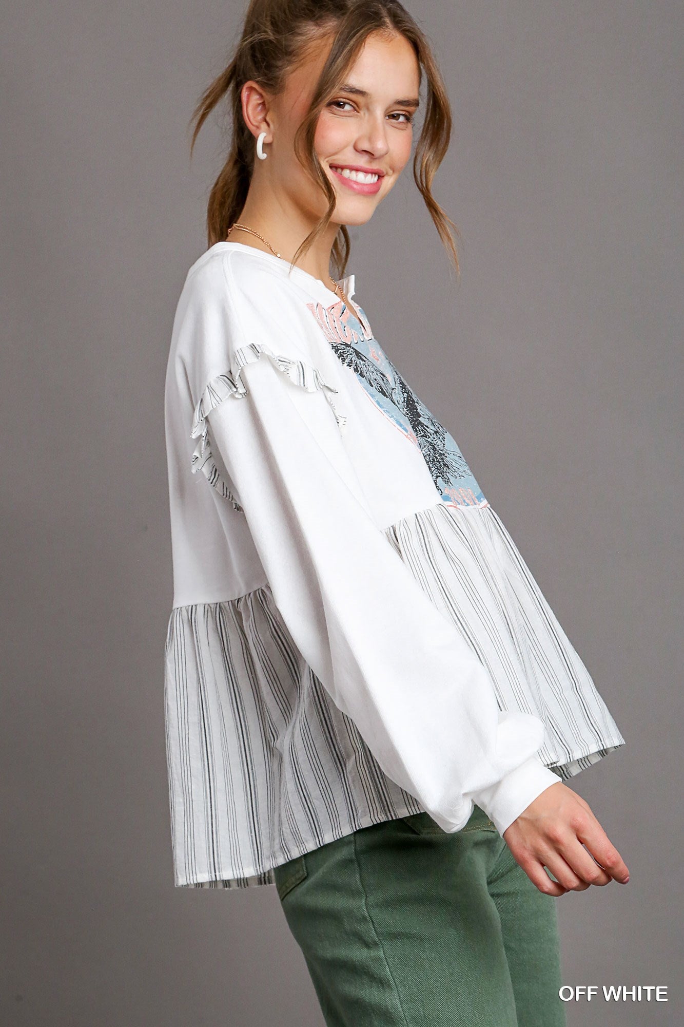 Graphic Tee Babydoll Blouse