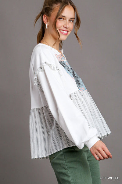 Graphic Tee Babydoll Blouse