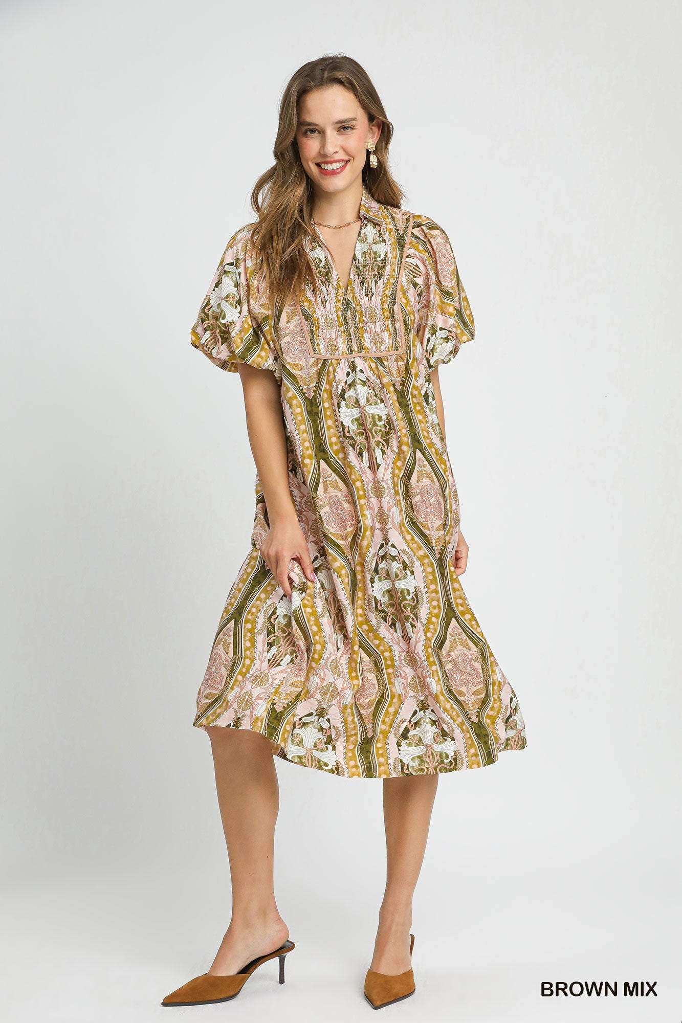 Abstract Print Midi Dress