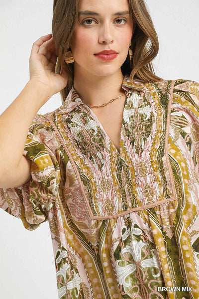 Abstract Print Midi Dress