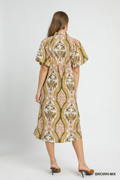 Abstract Print Midi Dress