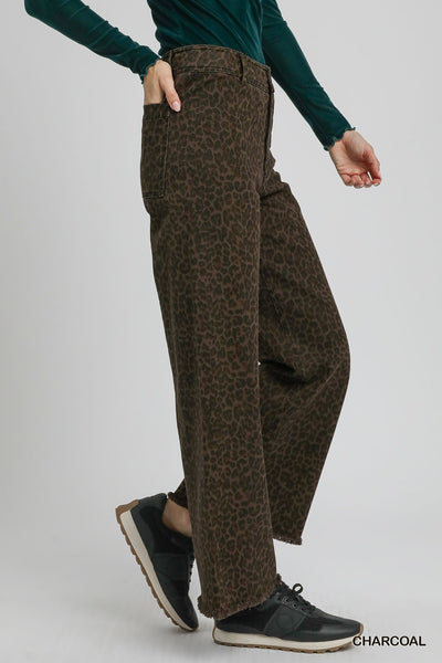 Leopard Print Wide Leg Jean