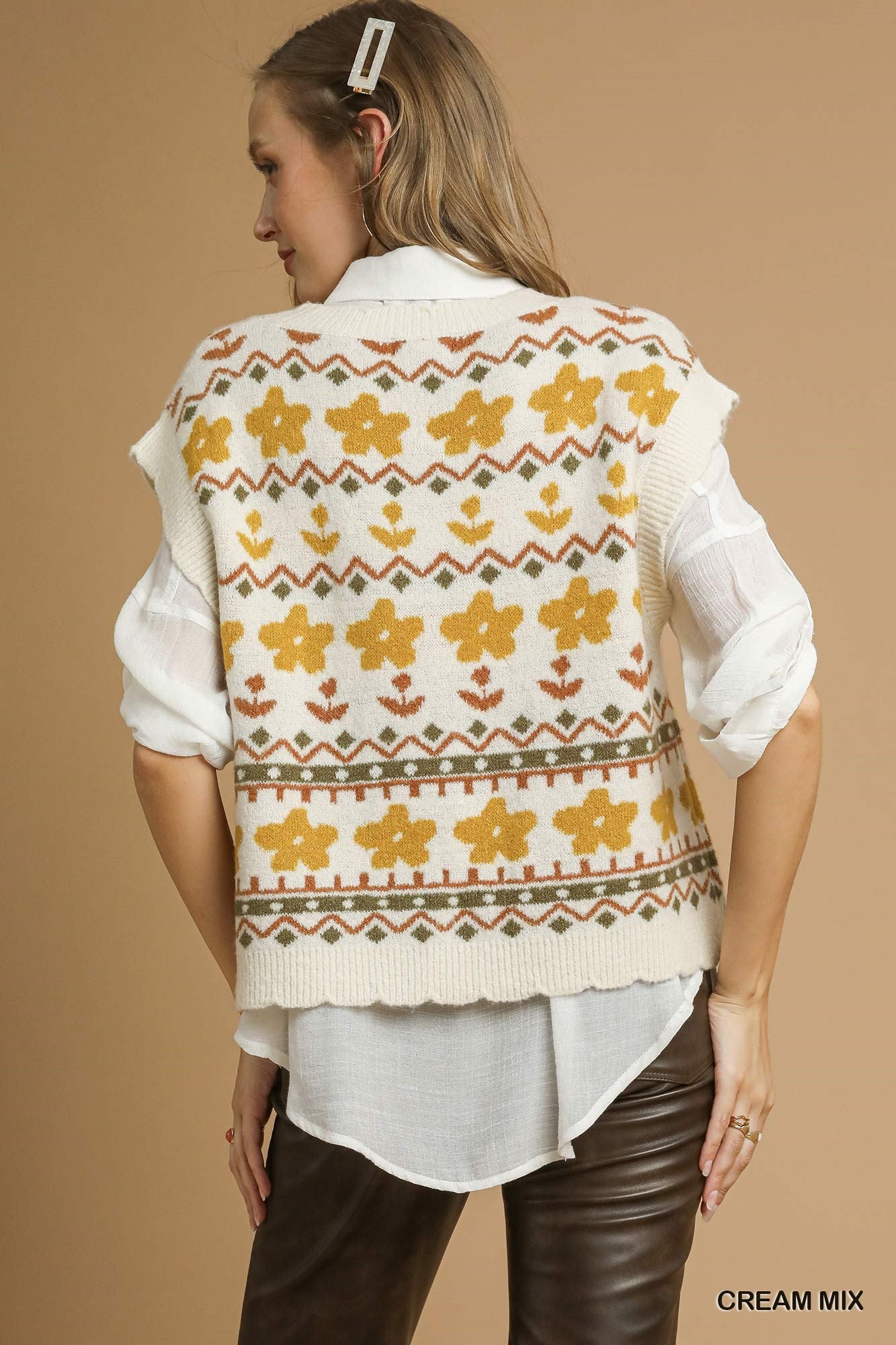 Floral Knit Sweater Vest