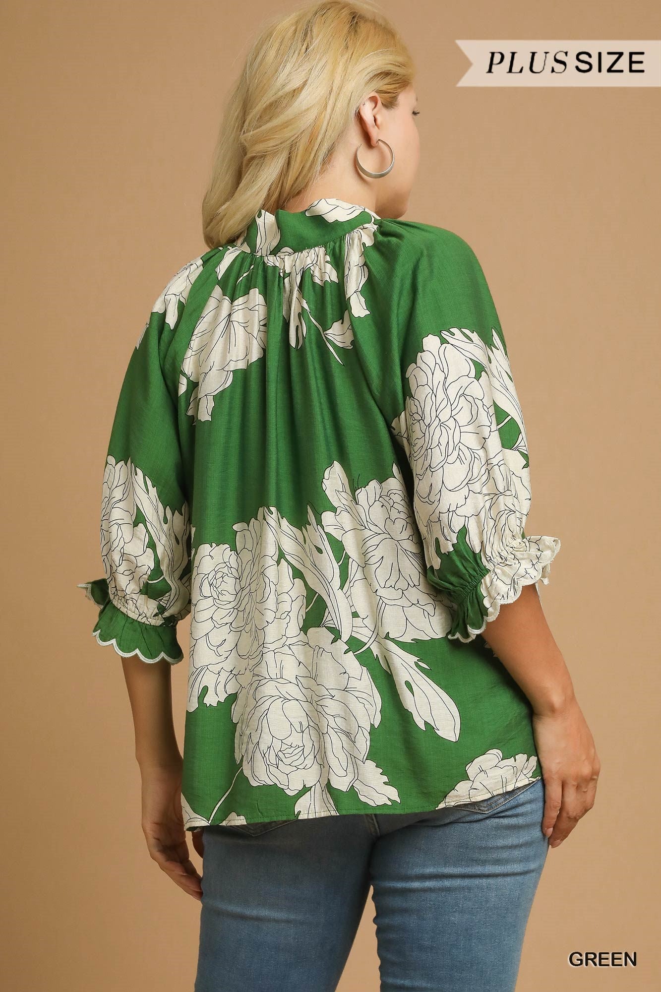 Floral Scallop Trim Blouse