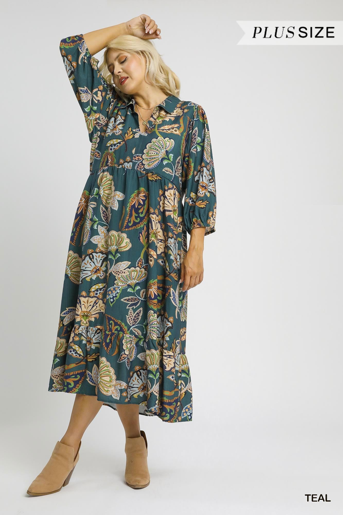 Boho Paisley Tiered Midi Dress