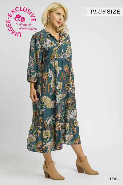 Boho Paisley Tiered Midi Dress