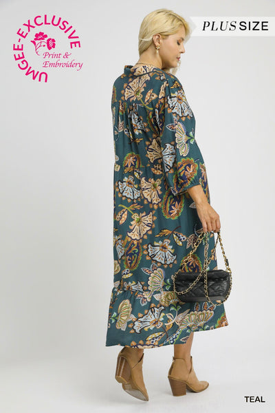 Boho Paisley Tiered Midi Dress