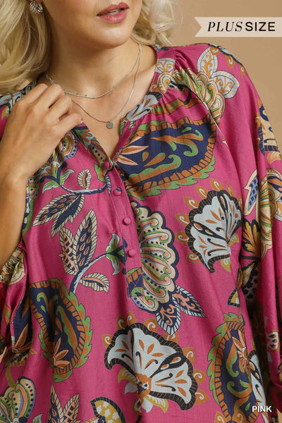 Paisley Puff Sleeve Blouse