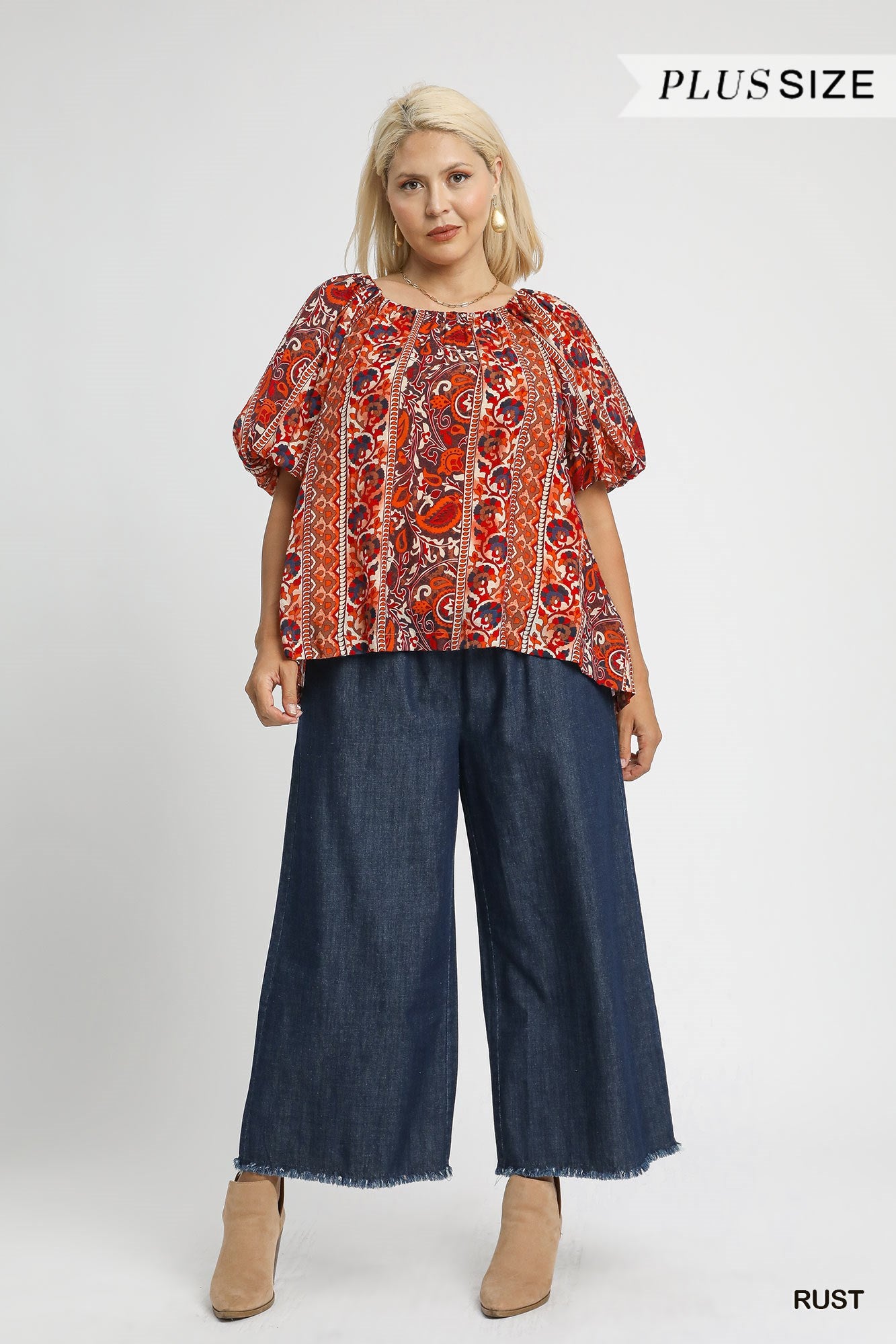 Floral Stripe Puff Sleeve Blouse