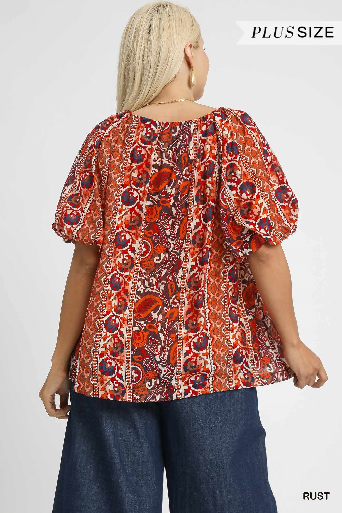 Floral Stripe Puff Sleeve Blouse
