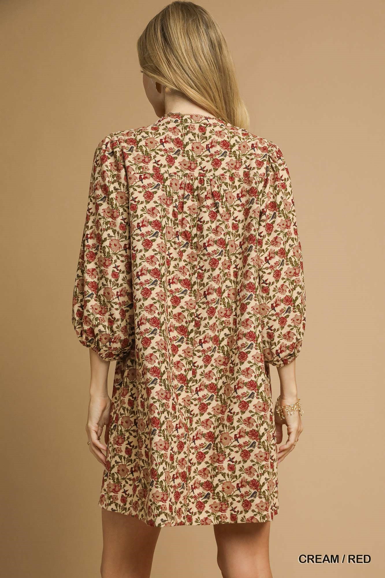 Floral Tie Neck Mini Dress