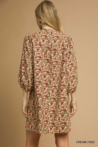 Floral Tie Neck Mini Dress