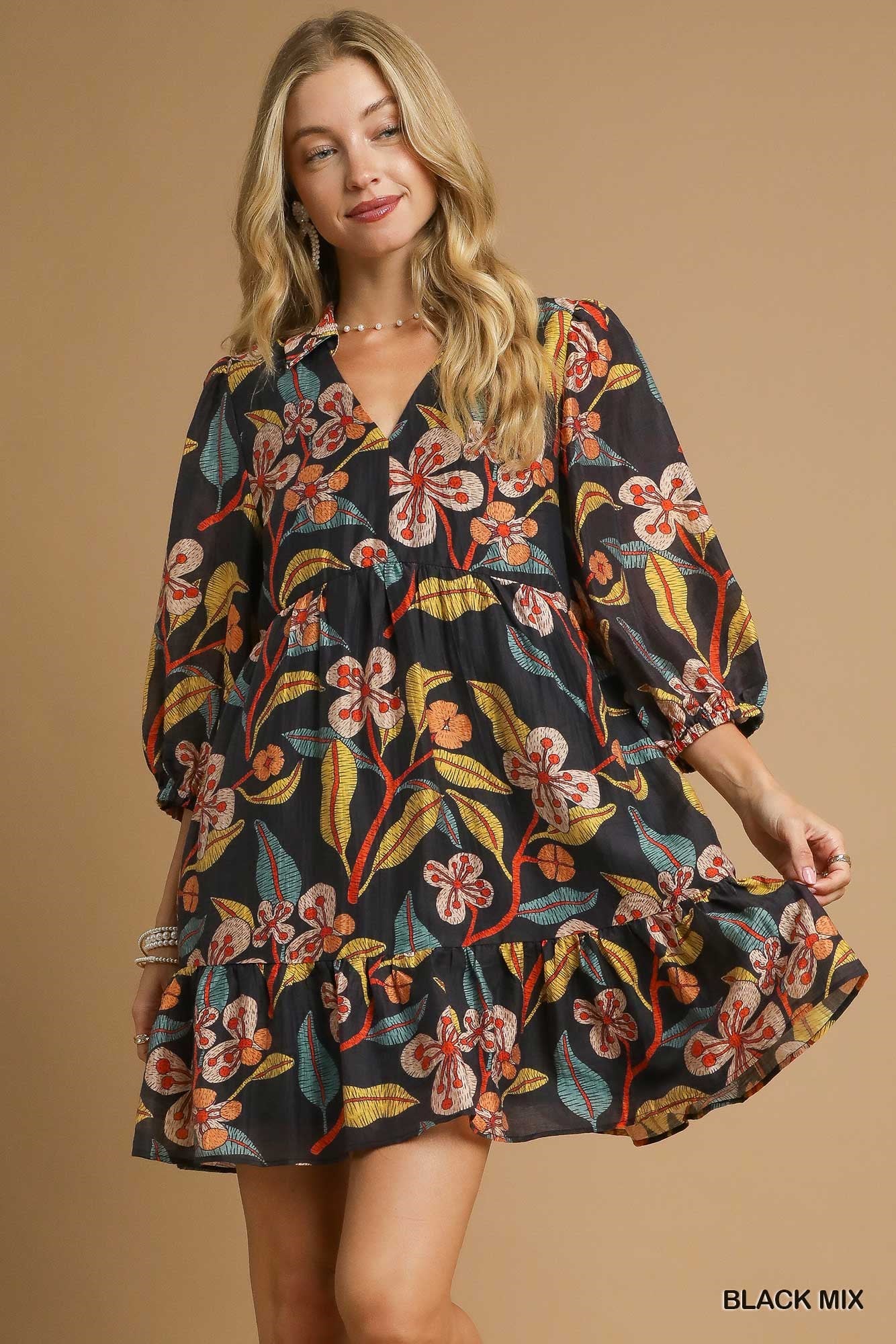 Floral Ruffle Mini Dress