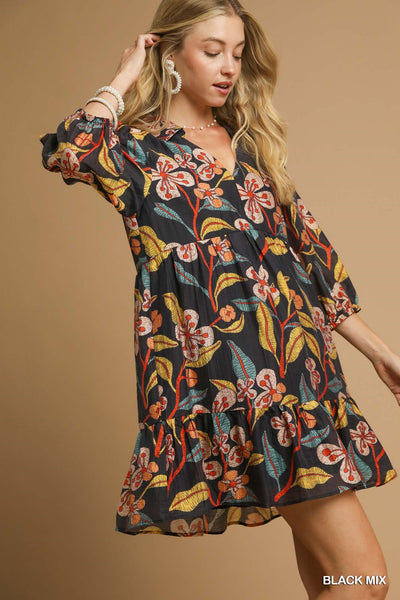 Floral Ruffle Mini Dress