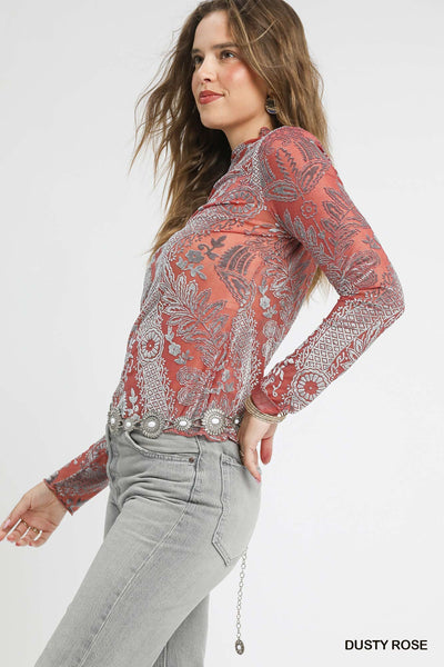 Sheer Velvet Burnout Top