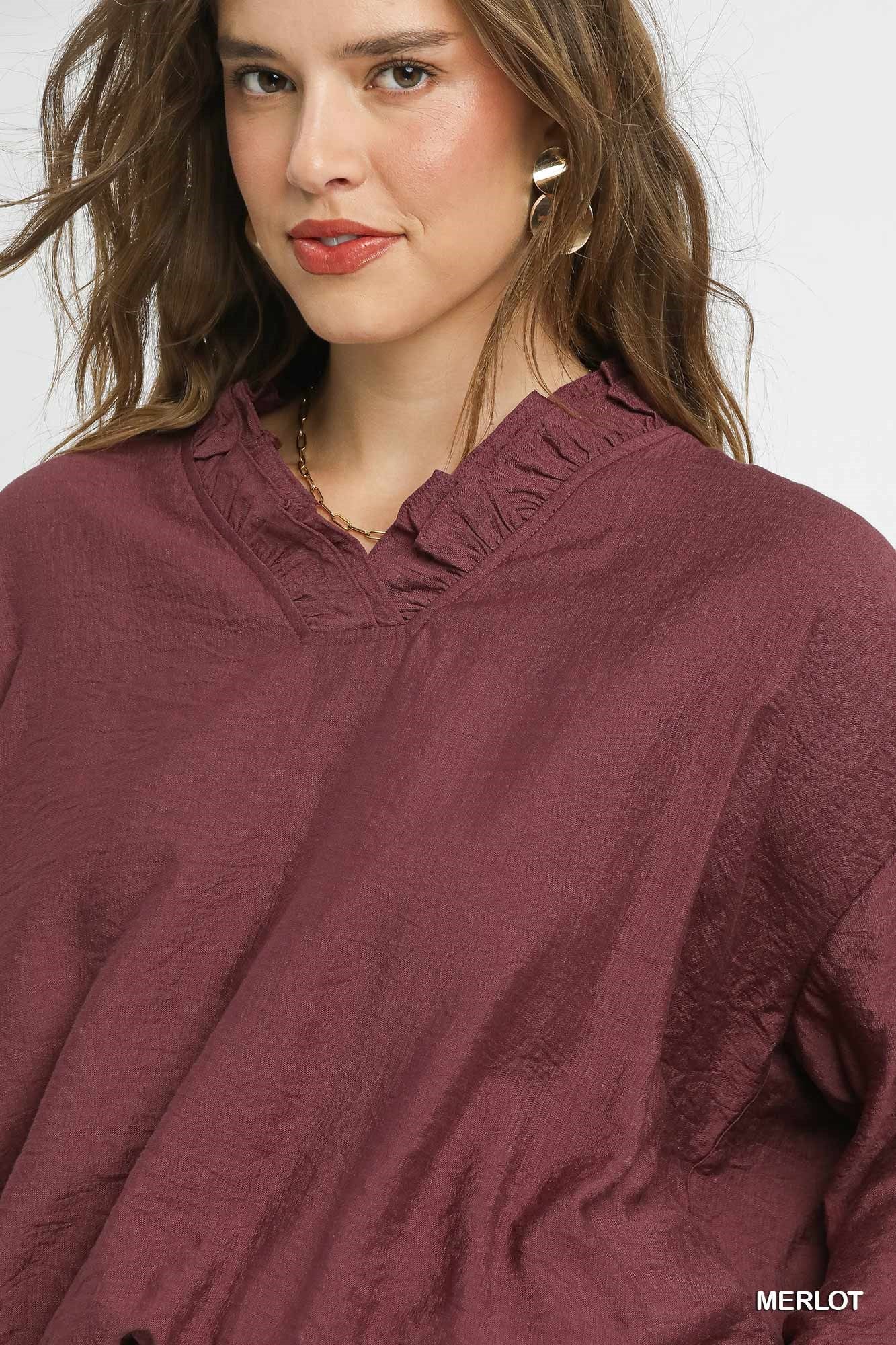 Ruffle V Neck Blouse
