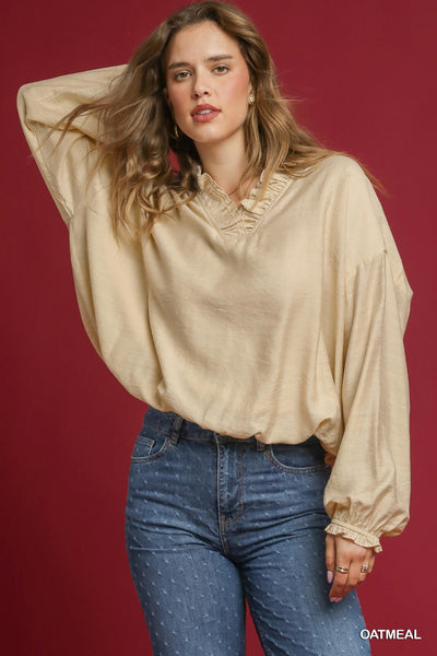 Ruffle V Neck Blouse