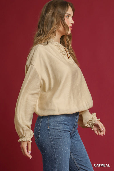 Ruffle V Neck Blouse