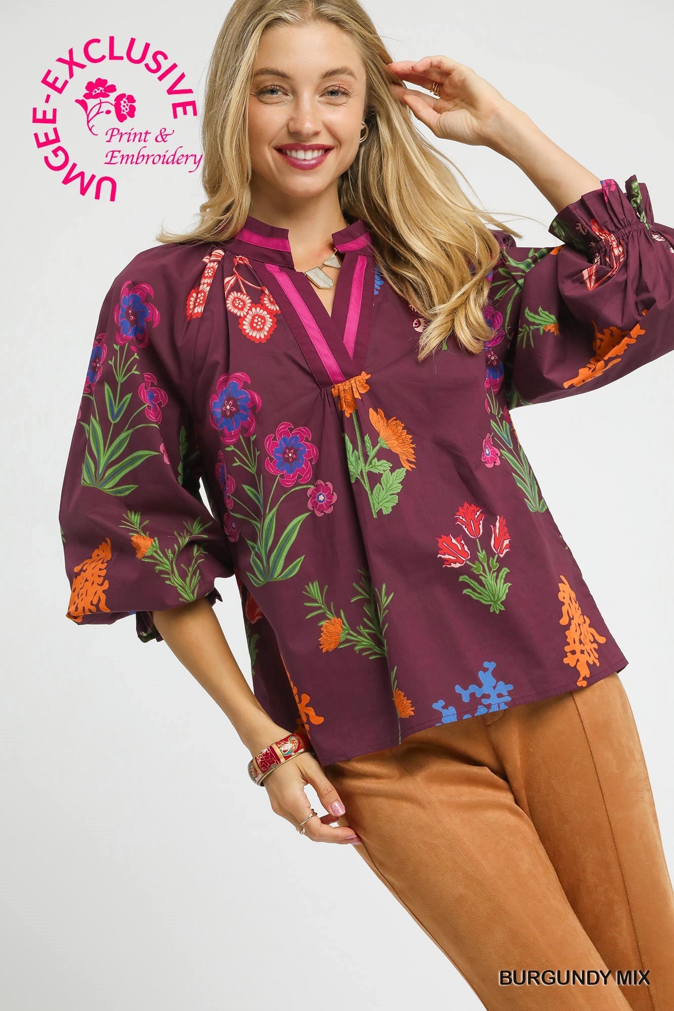 Floral Print Varsity Stripe Blouse