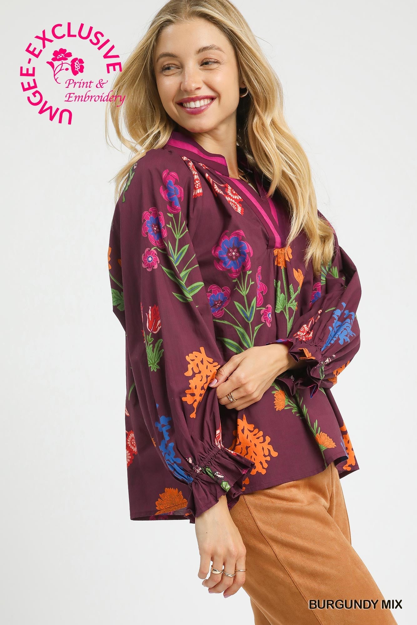 Floral Print Varsity Stripe Blouse