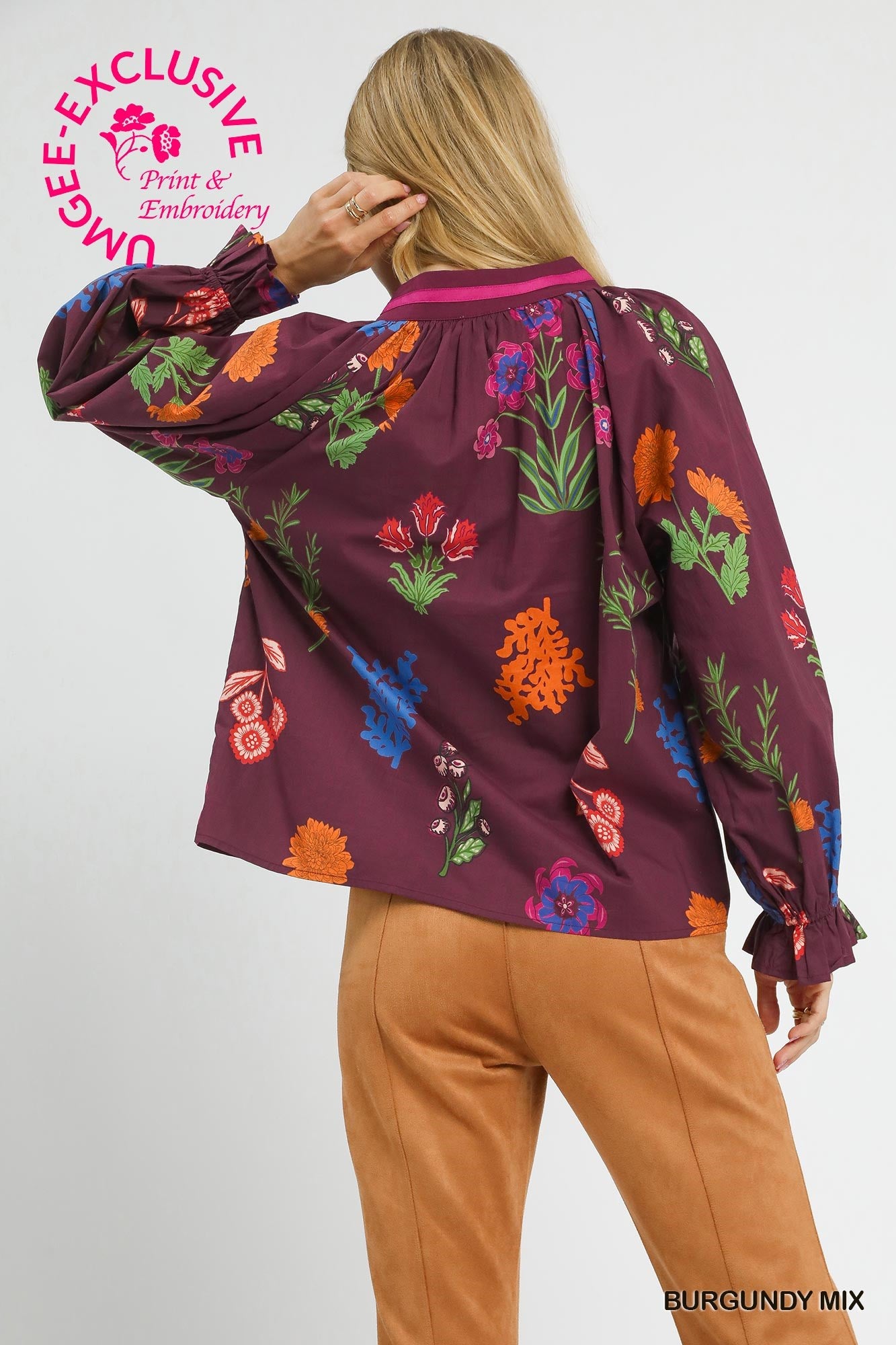 Floral Print Varsity Stripe Blouse