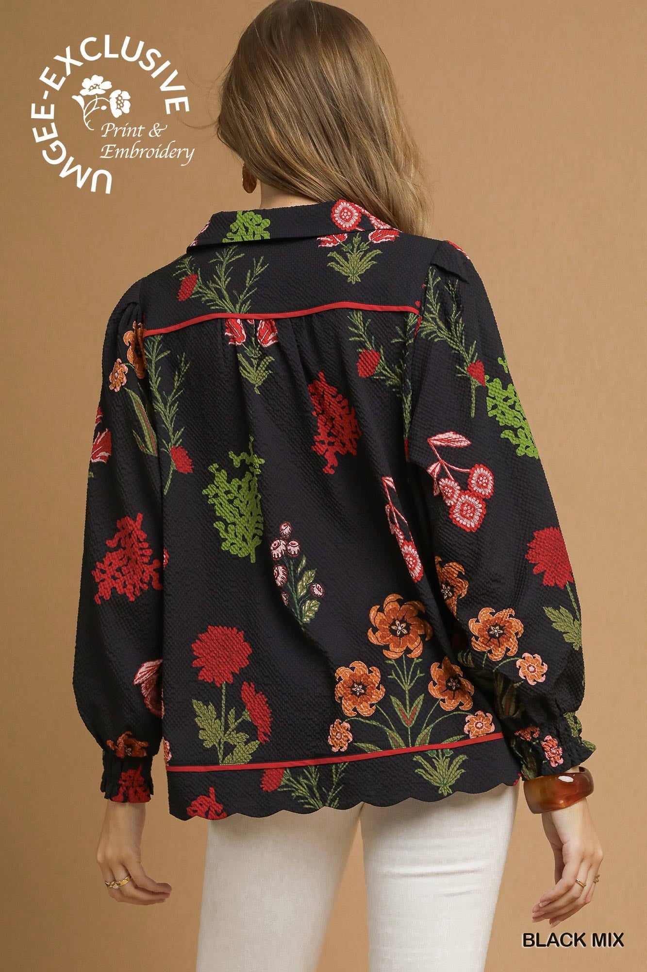 Floral Print Textured Blouse