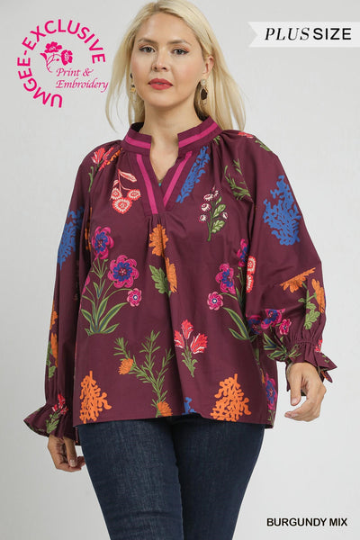 Floral Print Varsity Stripe Blouse