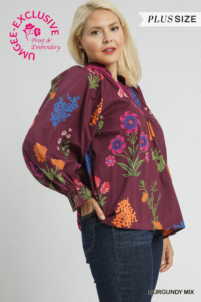 Floral Print Varsity Stripe Blouse