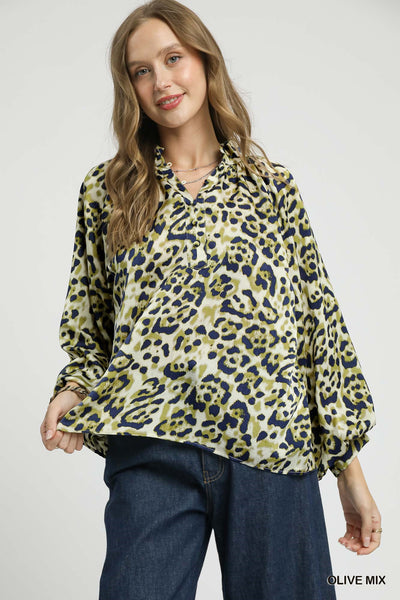 Leopard Print Satin Blouse