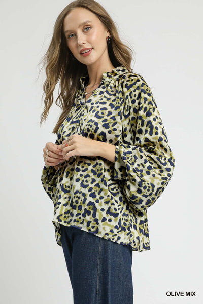 Leopard Print Satin Blouse