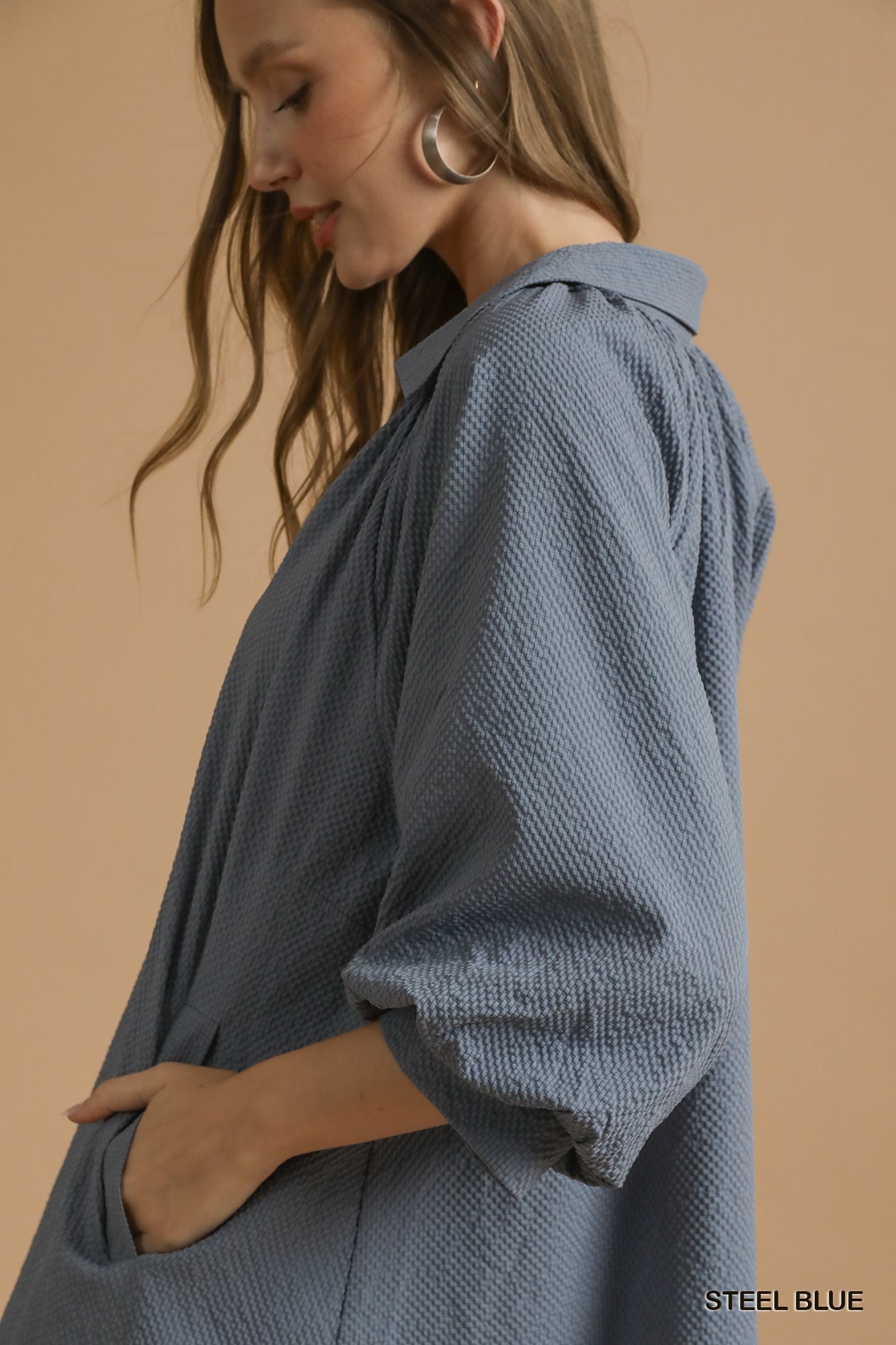 Textured Puff Sleeve Dress